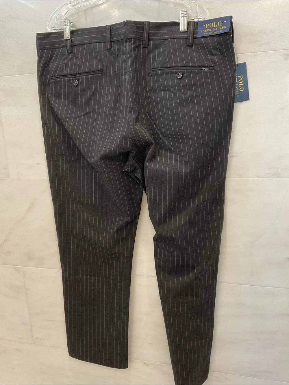 POLO Ralph Lauren Stretch Straight Fit CHARCOAL PINSTRIPE Pants size 38 - 30 T72